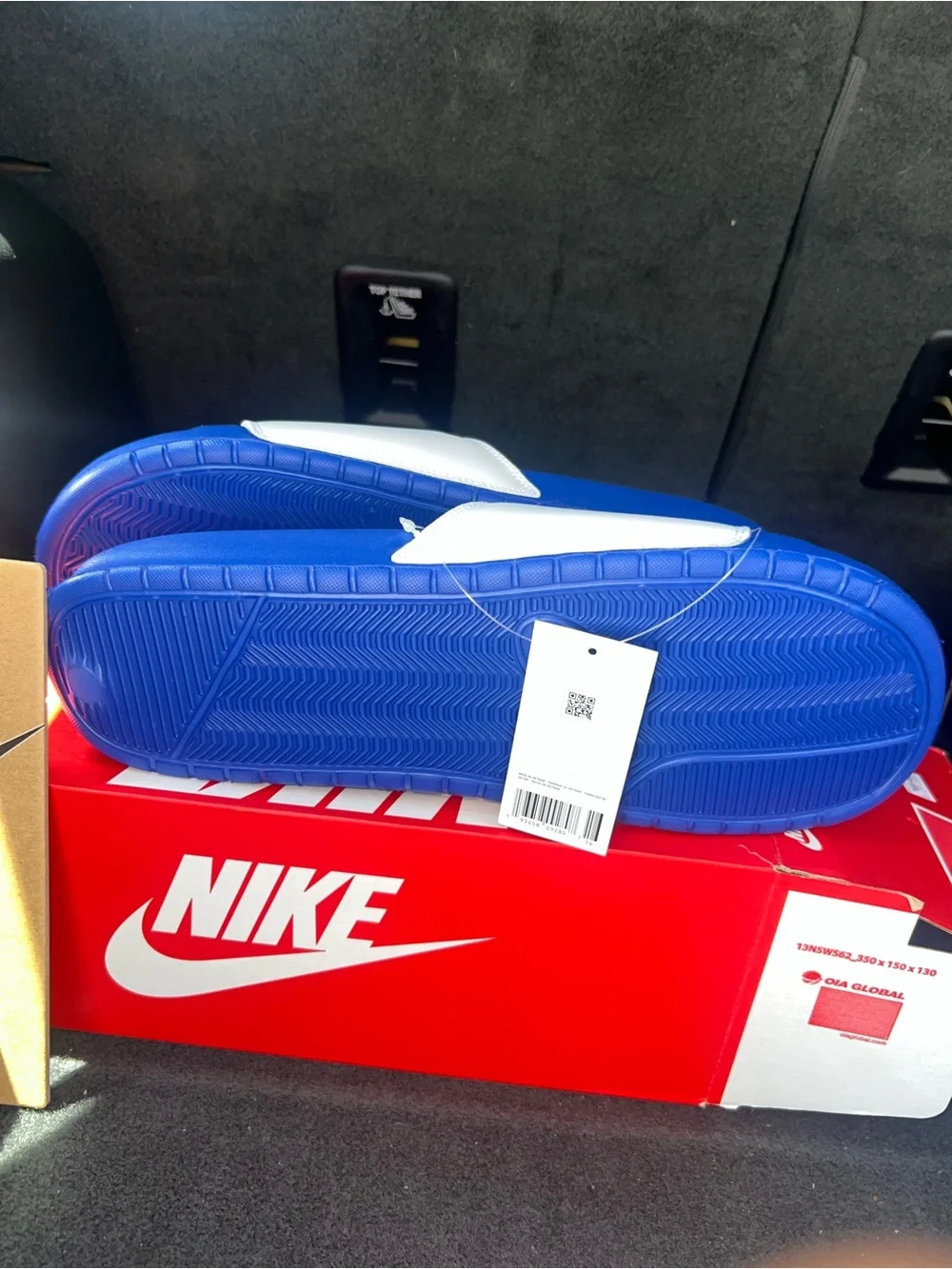 New Nike Benassi JDI Game Royal/White Men's Slides Sandals 343880-410 Size 14